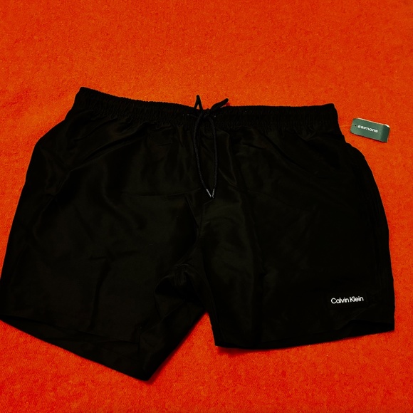 Calvin Klein black solid logo patch swim short NWT - Picture 3 of 14
